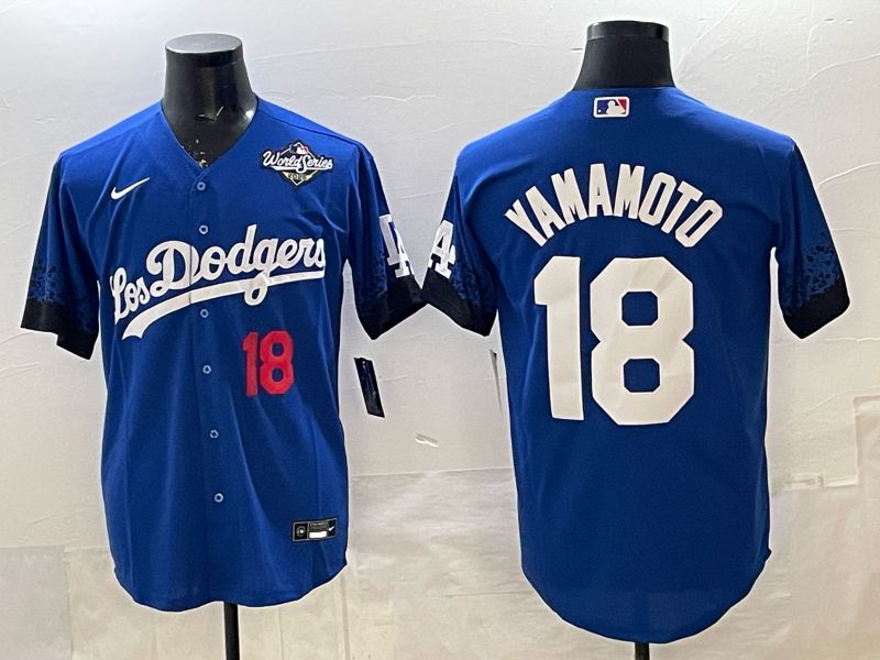 Men 2026 Nike Los Angeles Dodgers #18 Yamamoto Blue Game MLB Jersey 010